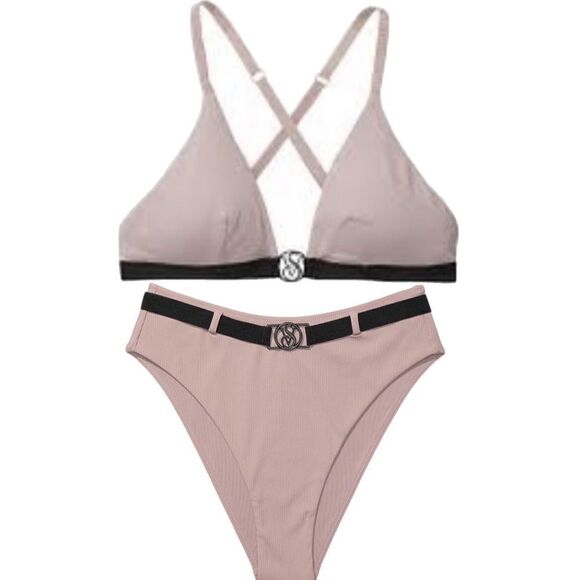 Victorias Secret Swim Wild Wanderer Triangle Bralette Bikini top and Bottoms Set - Picture 1 of 10